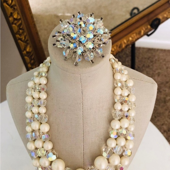 Vintage lot of aurora borealis rhinestone crystal jewelry - Picture 5 of 10